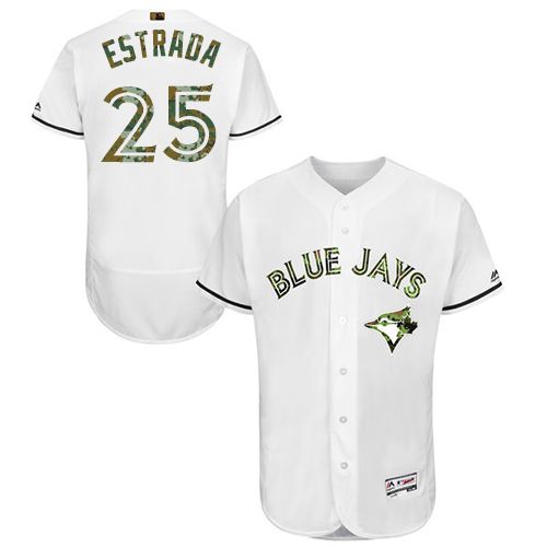 Blue Jays #25 Marco Estrada White Flexbase Authentic Collection Memorial Day Stitched MLB Jersey